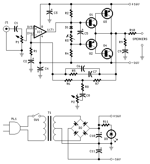 amplifier with bass boost