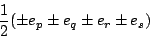 \begin{displaymath}\frac{1}{2}( \pm e_p \pm e_q \pm e_r \pm e_s) \end{displaymath}