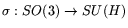 $\sigma:SO(3) \rightarrow SU(H)$