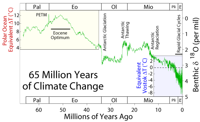 Temperature over the last 65 million years