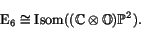 \begin{displaymath}\E _6 \iso \Isom ((\C \tensor \O)\P^2).
\end{displaymath}