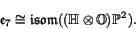 \begin{displaymath}
\e _7 \iso \isom ((\H \tensor \O)\P^2) .
\end{displaymath}