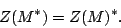 \begin{displaymath}Z(M^\ast) = Z(M)^\ast .\end{displaymath}